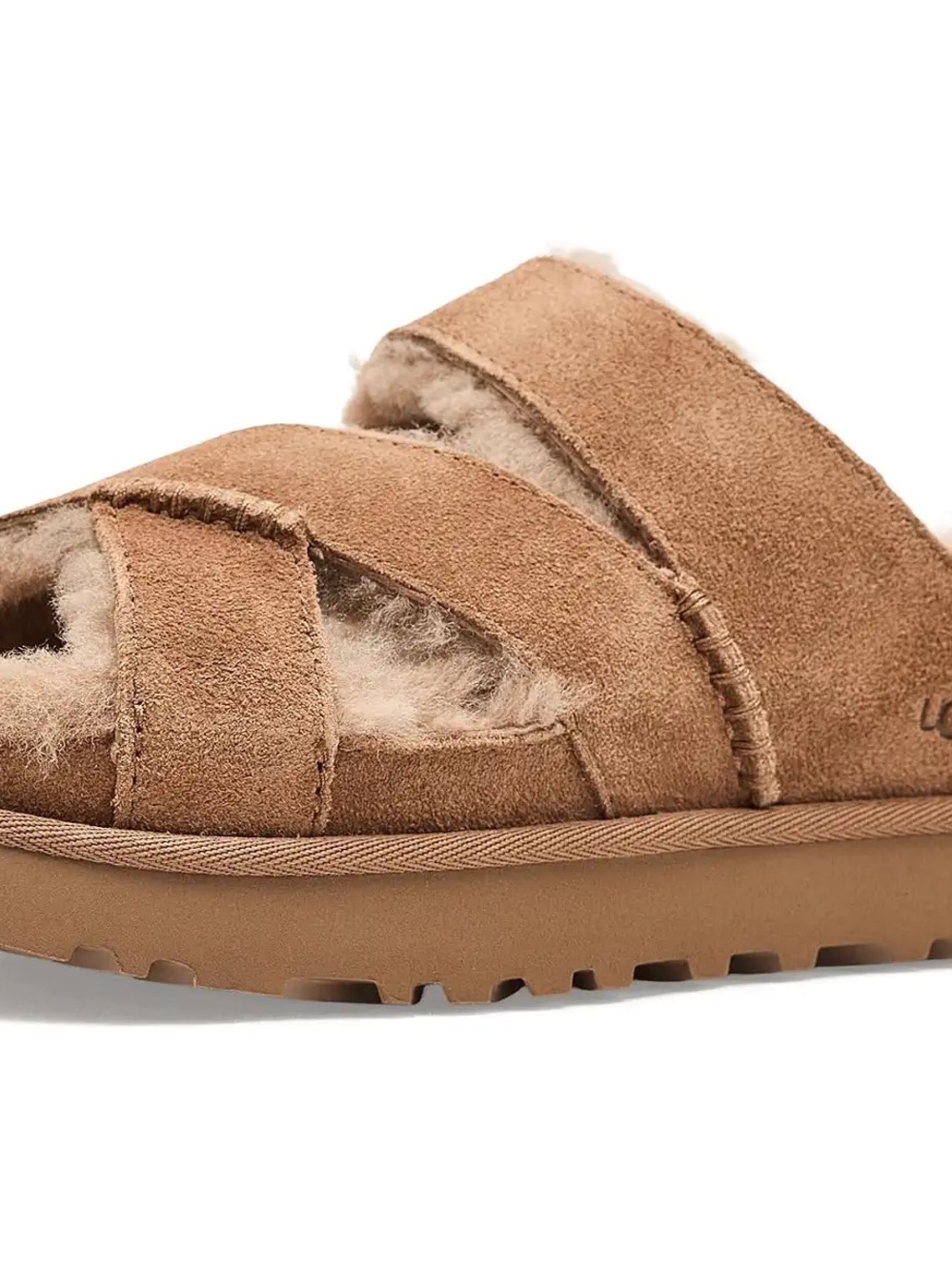 UGG Women's Tan Suede Shearling Slide